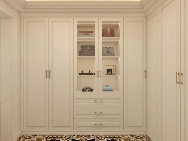 Classic Carved Solid Wood Custom Walk in Closet Luxury Villa Dressing Room Wardrobe Multi-functional Cabinets