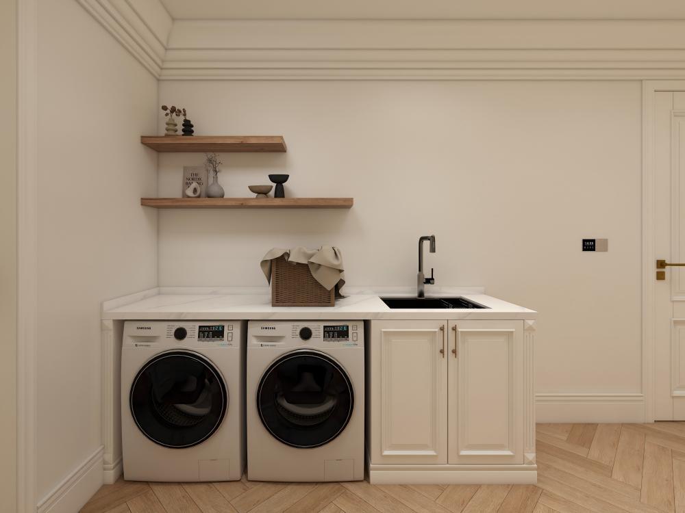 Wood Shaker Laundry Room Cabinets for American Apartment | Custom Storage Cabinet | Wooden Cabinet