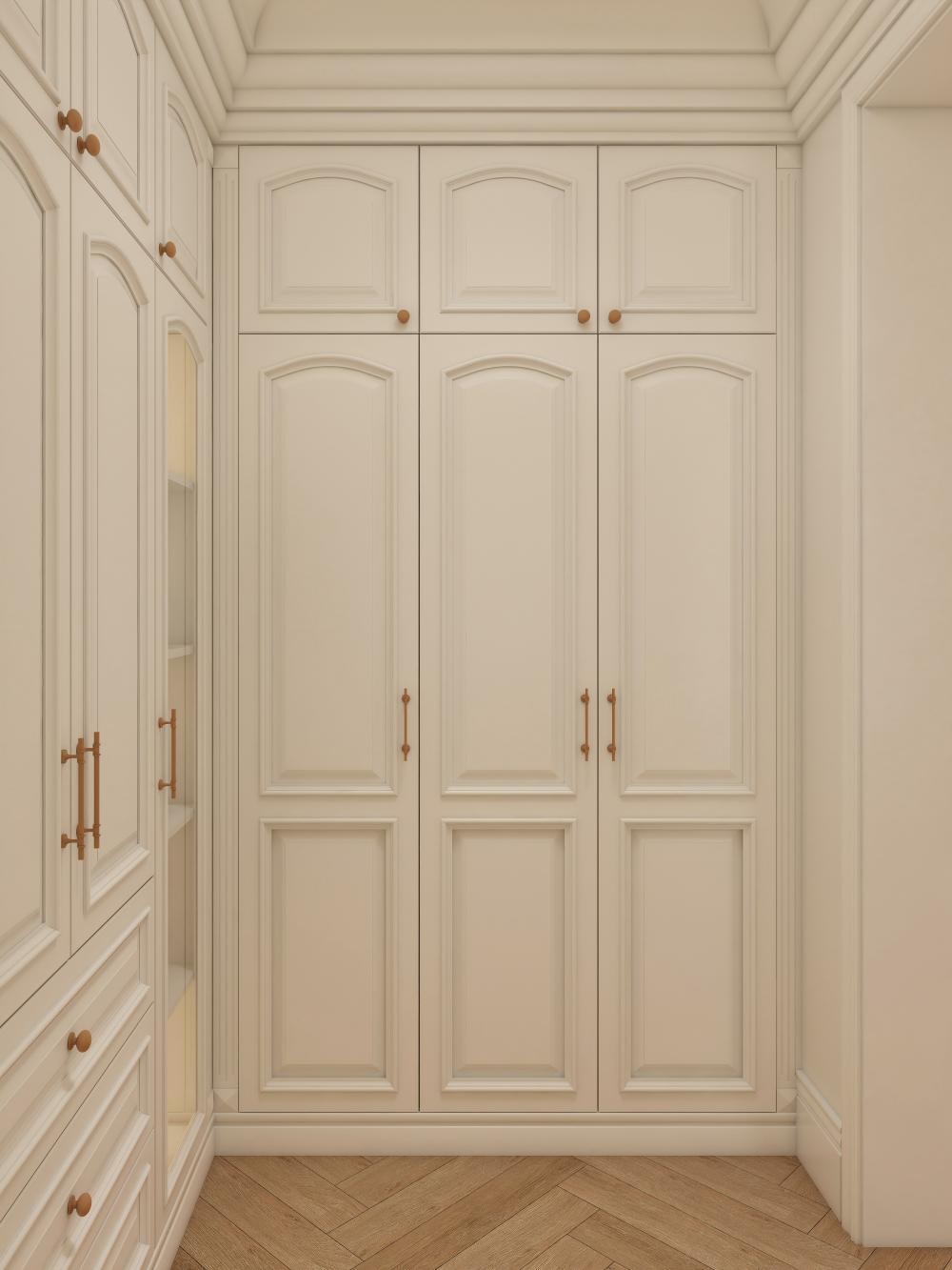 Classic Vintage Wooden Bedroom Wardrobe Custom Closet Cabinet with Elegant Design for Home Villa