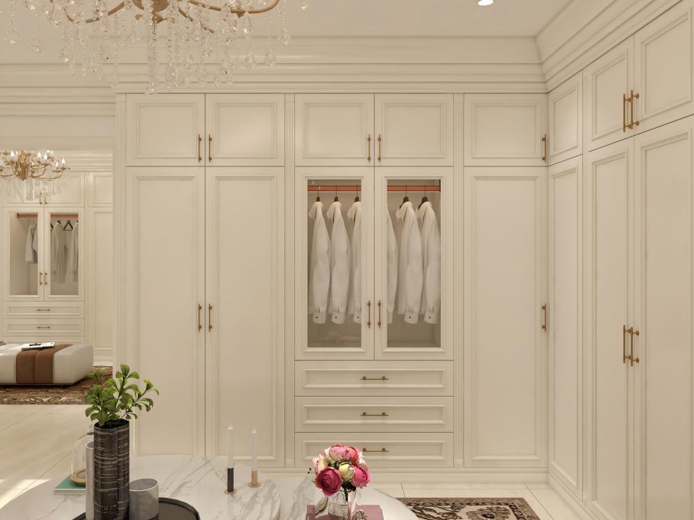 Custom Classic European Luxury White Open Wardrobe Cloakroom