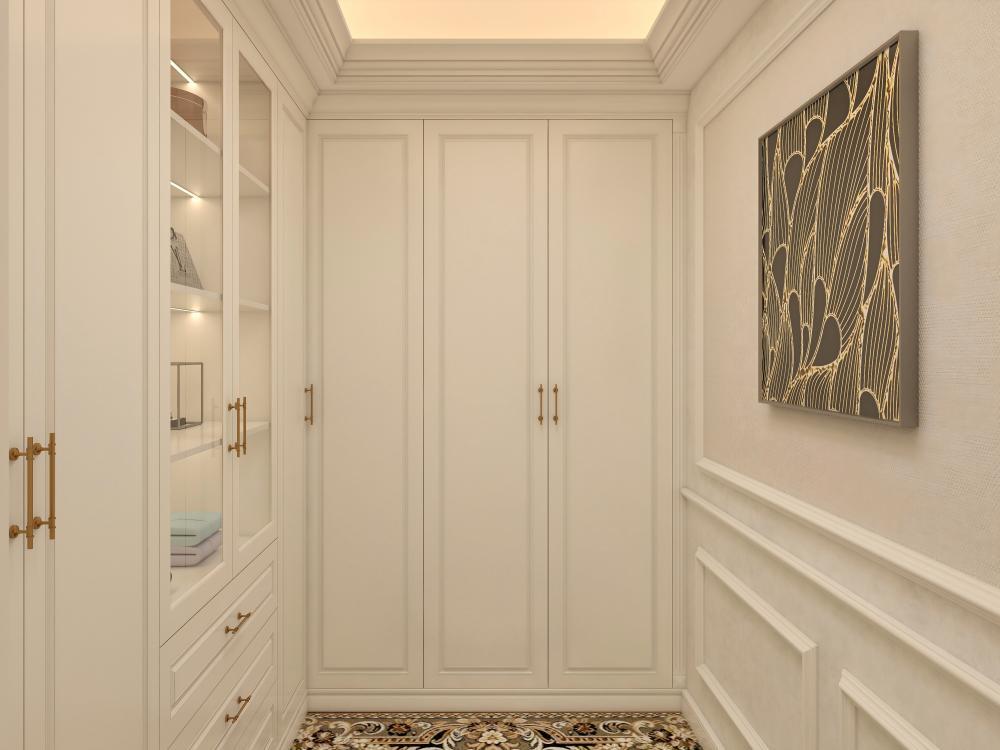 Classic Carved Solid Wood Custom Walk in Closet Luxury Villa Dressing Room Wardrobe Multi-functional Cabinets