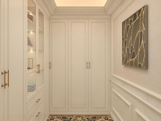Classic Carved Solid Wood Custom Walk in Closet Luxury Villa Dressing Room Wardrobe Multi-functional Cabinets