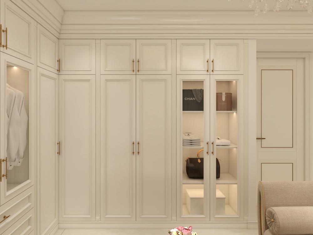 Custom Classic European Luxury White Open Wardrobe Cloakroom