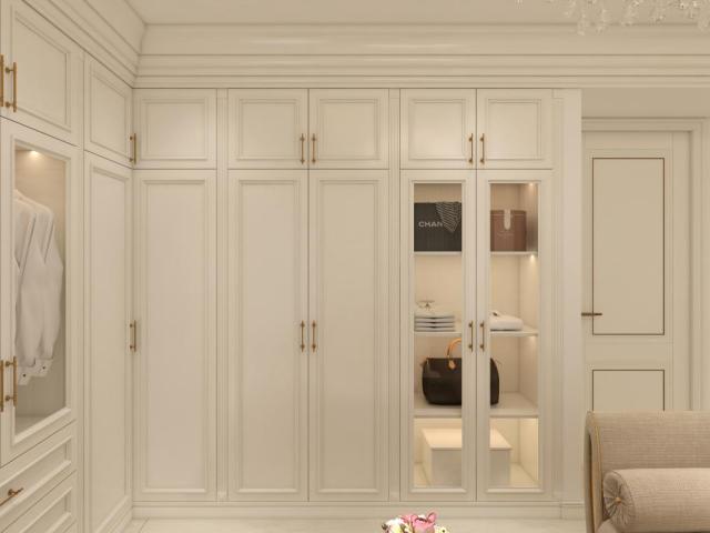Custom Classic European Luxury White Open Wardrobe Cloakroom