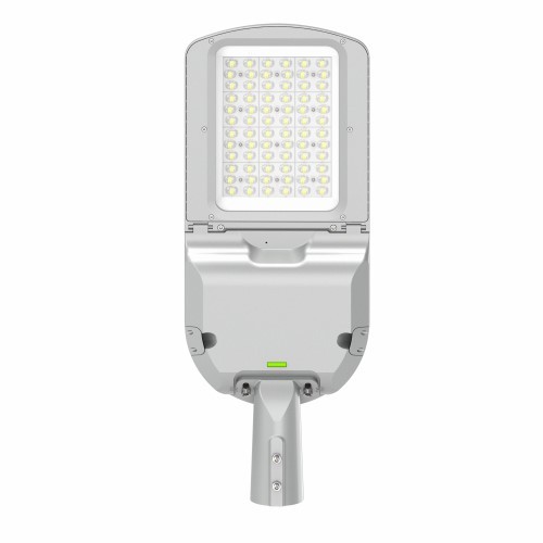 Close-up view of the unique optics of the Poseidon G3 street lighting fixture, highlighting its T2M/T3M wingspan.