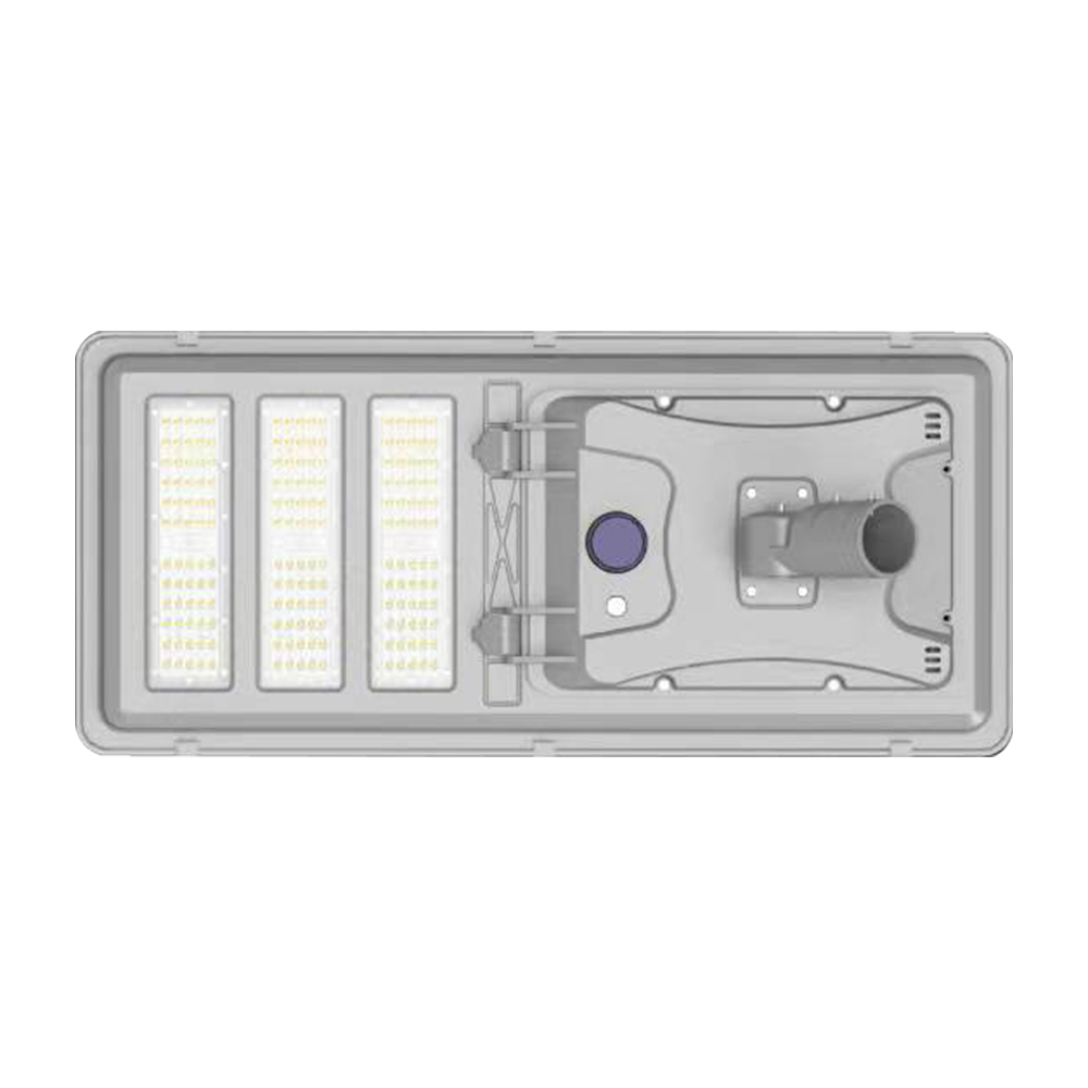 Integrated solar-powered street light with long-lasting battery and LED panel