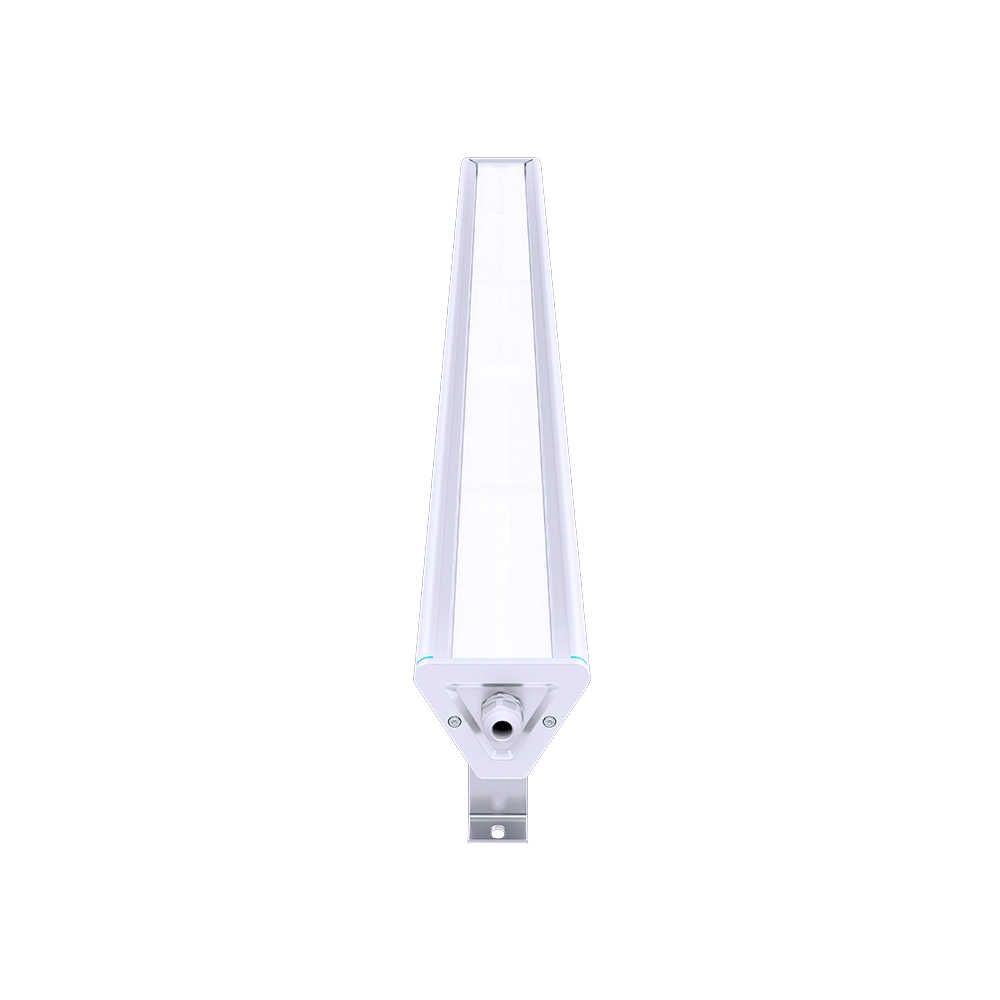 Installation of the linkable linear highbay light in a warehouse setting, showcasing its versatility in lighting large areas