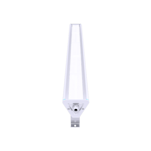 Installation of the linkable linear highbay light in a warehouse setting, showcasing its versatility in lighting large areas