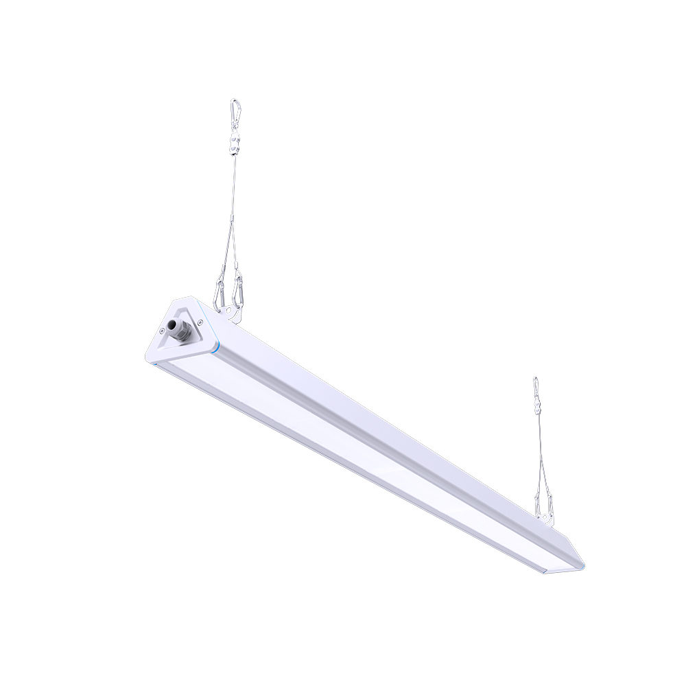 Detailed view of the IP66 waterproof housing of the linear highbay light, ensuring protection against dust and moisture