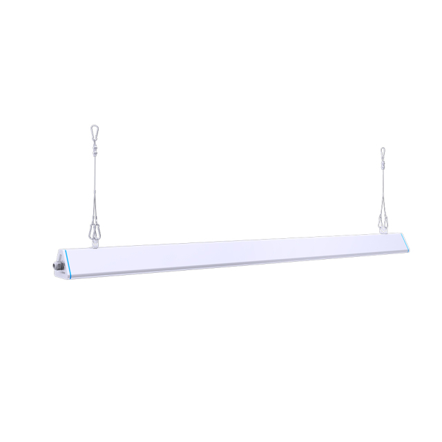 Linkable linear highbay light featuring a sleek design, ideal for industrial and commercial spaces