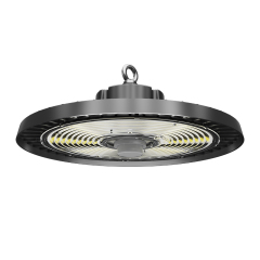 Full view of the Eternity Series UFO highbay light in use, illuminating a large industrial workspace with optimal brightness