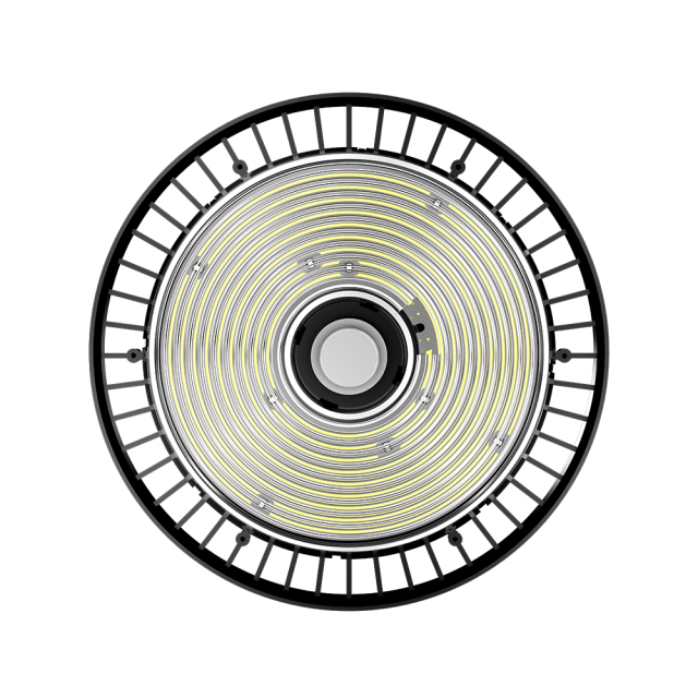 Side profile of the UFO highbay light emphasizing its robust build quality and modern aesthetics for enhanced lighting performance.