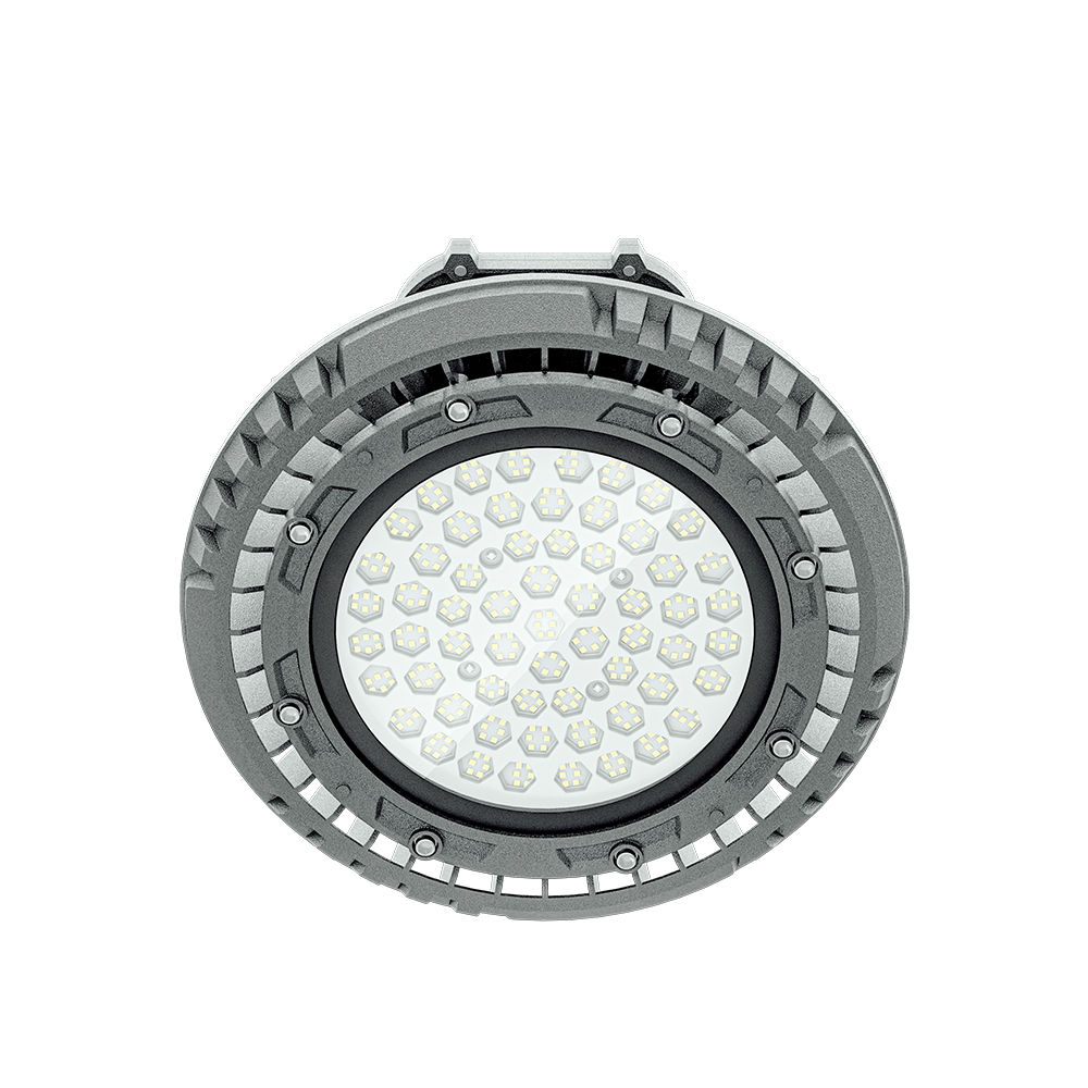 Close-up view of the Mega G2 highbay light, highlighting its durable housing and advanced heat dissipation design for optimal performance.