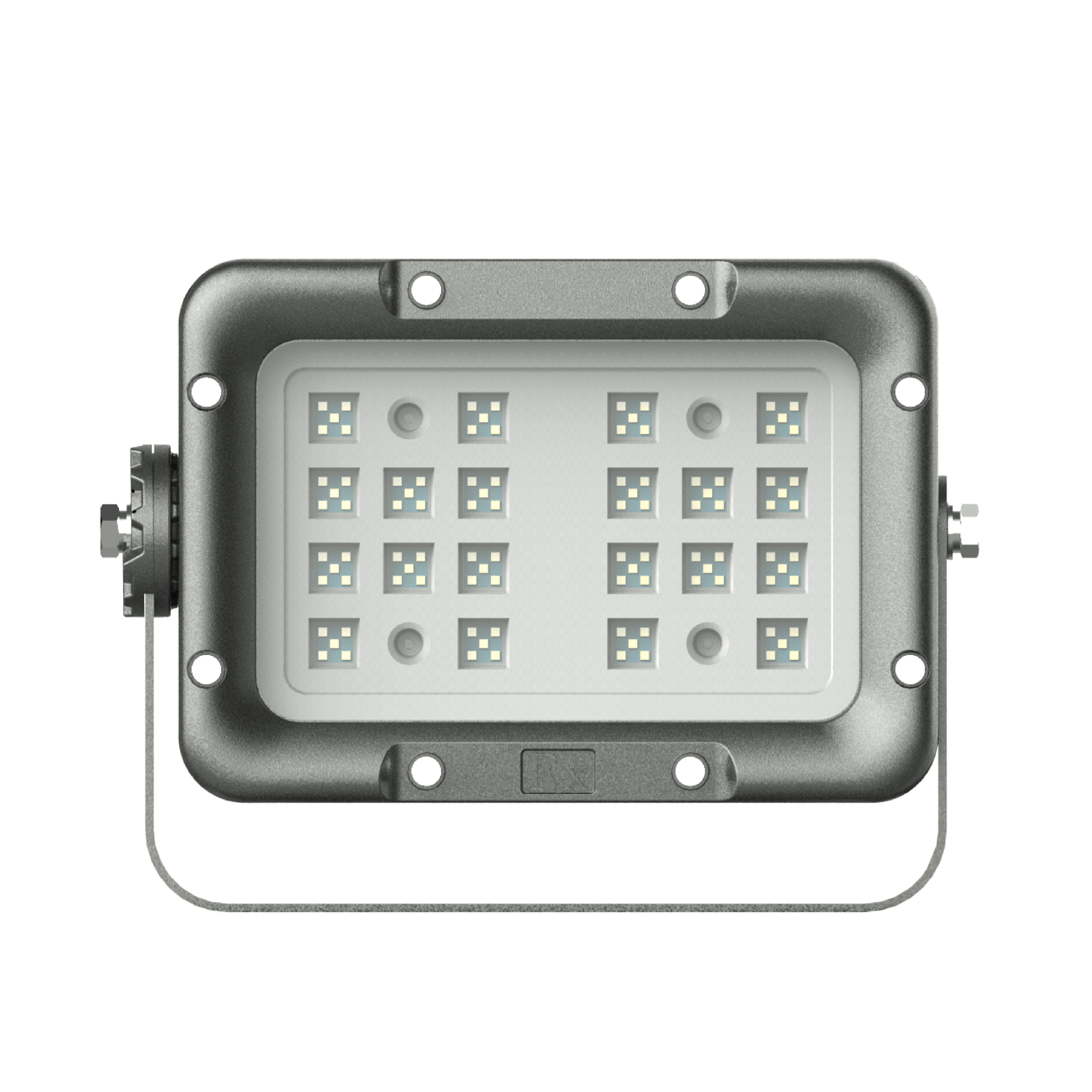 Apollo Pro Series floodlight illuminating a construction site at night, demonstrating its high lumen output and efficiency.