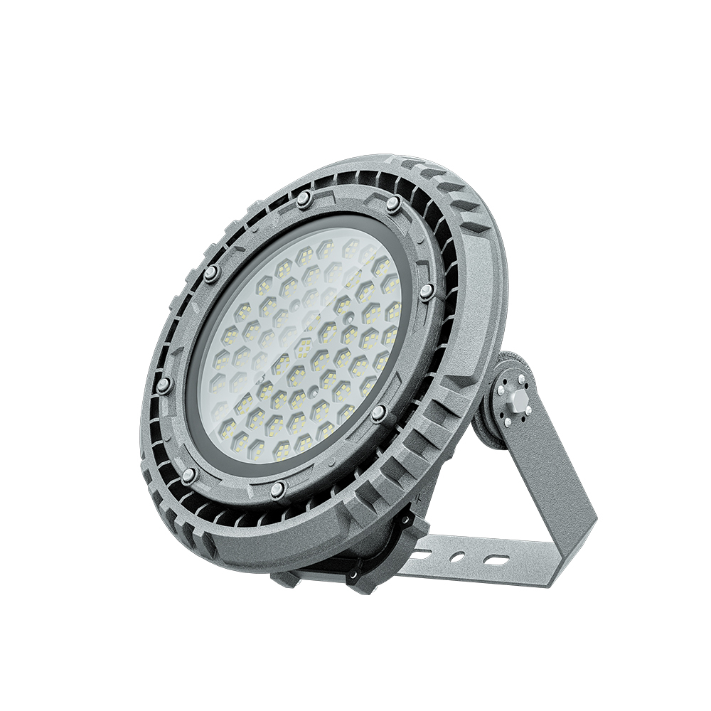 Mega G2 Series highbay light emitting bright illumination in a warehouse, demonstrating its high lumen output and efficiency.