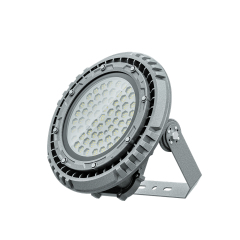 Mega G2 Series highbay light emitting bright illumination in a warehouse, demonstrating its high lumen output and efficiency.