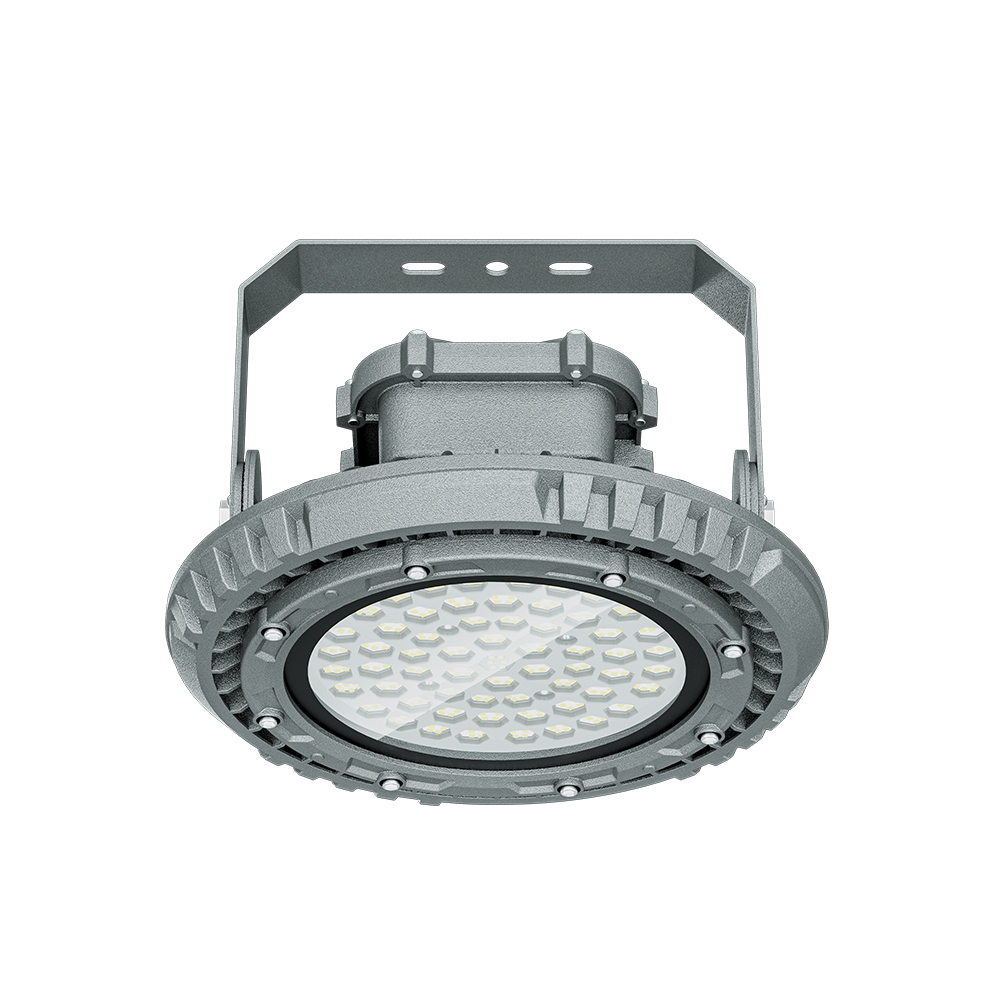  Side angle of the Mega G2 explosion-proof highbay light, illustrating its sleek profile and versatility for various installation environments.