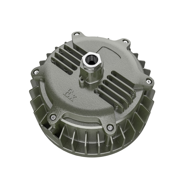 Side angle of the Mega Pro highbay, emphasizing its durable design suitable for explosive atmospheres.