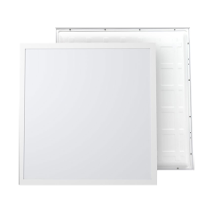 Sleek Thor Series LED panel light mounted on a ceiling, providing bright and even illumination in an office setting.