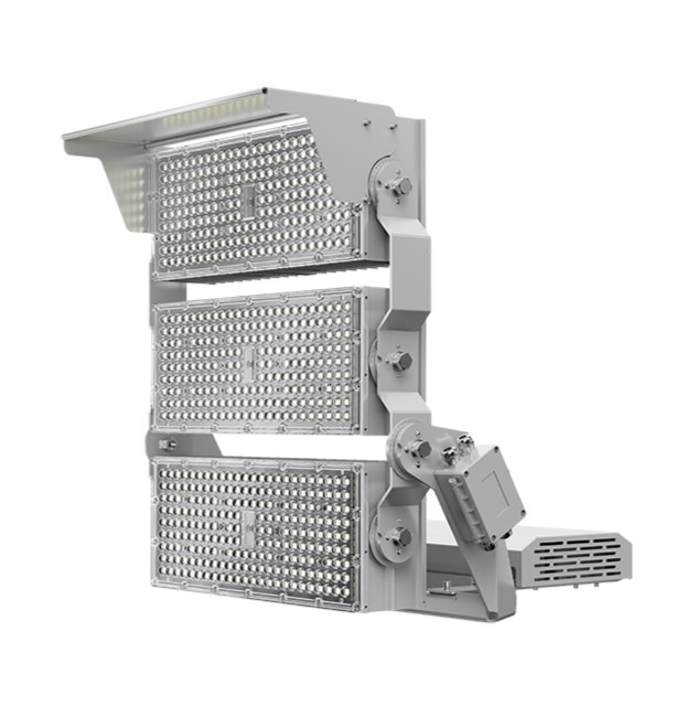  Luz Led Modular Highmast Serie Sniper G2 illuminating a sports field with bright, even light distribution.