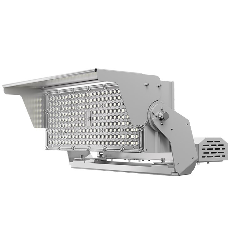 Group of Luz Led Modular Highmast Serie Sniper G2 lights installed along a roadway, enhancing nighttime safety and visibility.