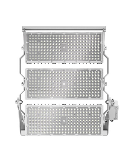 Close-up view of the high-efficiency LED modules on the Sniper G2 highmast, showcasing advanced lighting technology