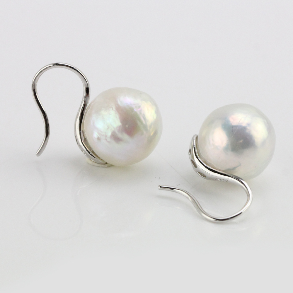 12mm Large Freshwater Baroque Pearl Earrings Dangle