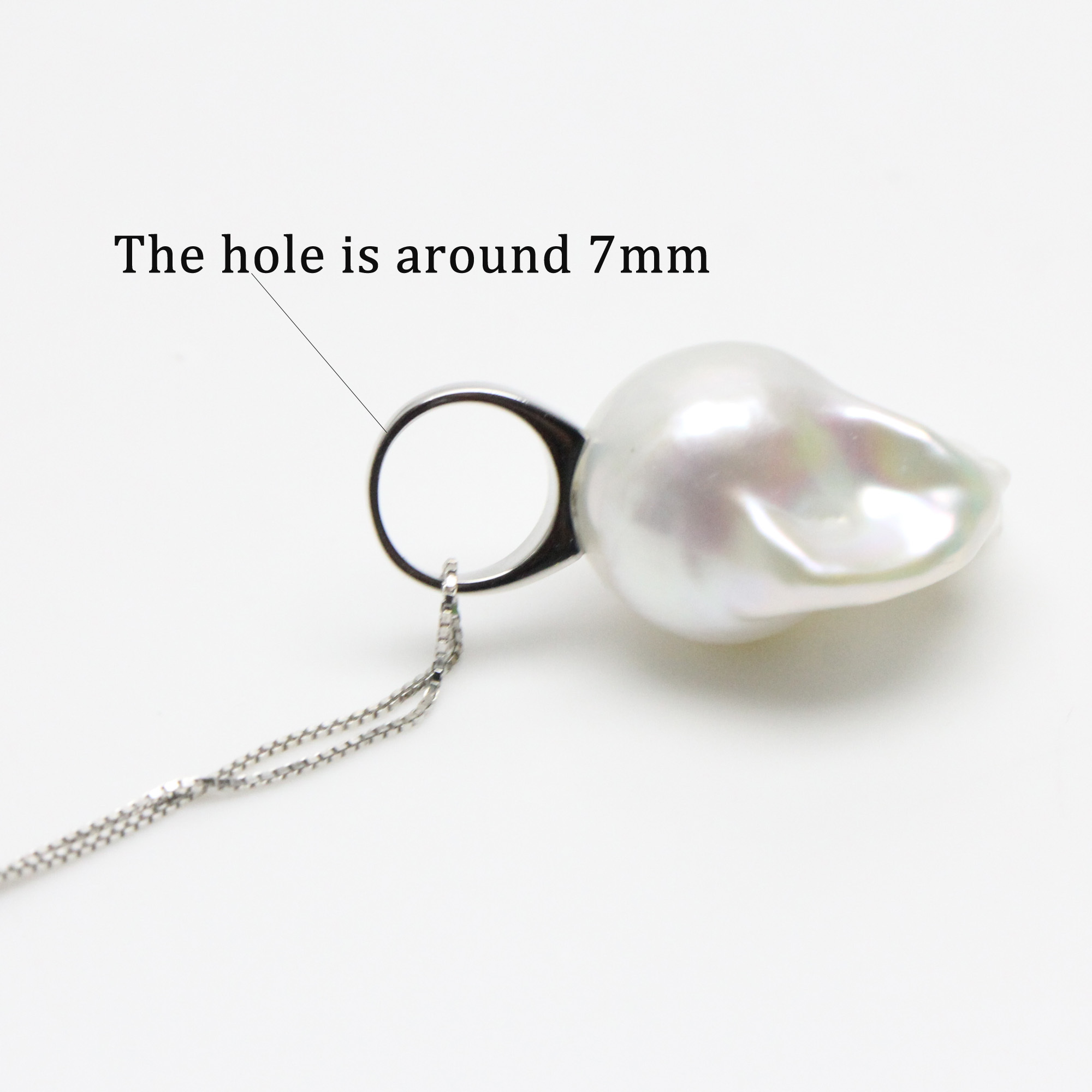 15-17mm White Large Freshwater Baroque Pearl Pendant With 7mm Hoop