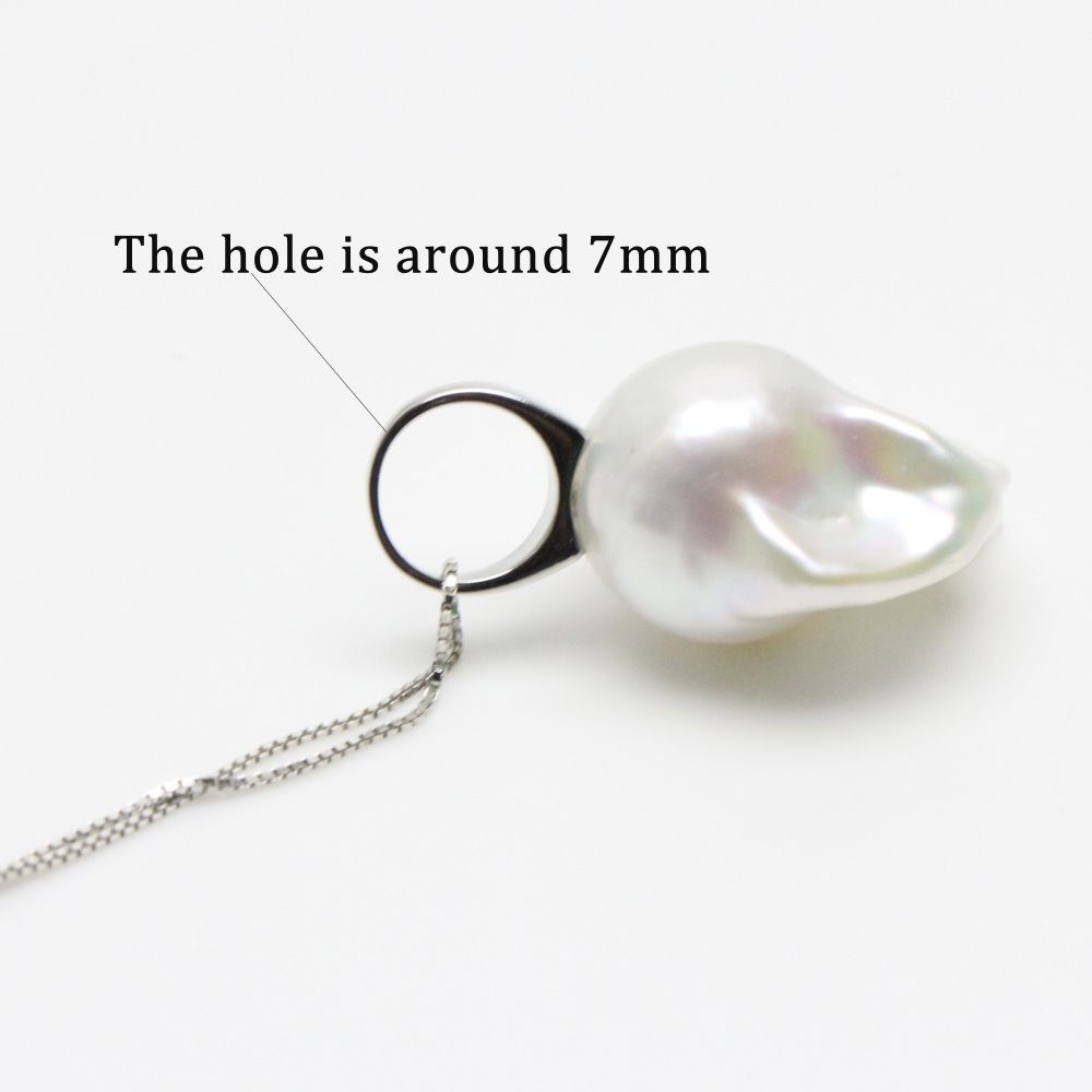 15-17mm White Large Freshwater Baroque Pearl Pendant With 7mm Hoop