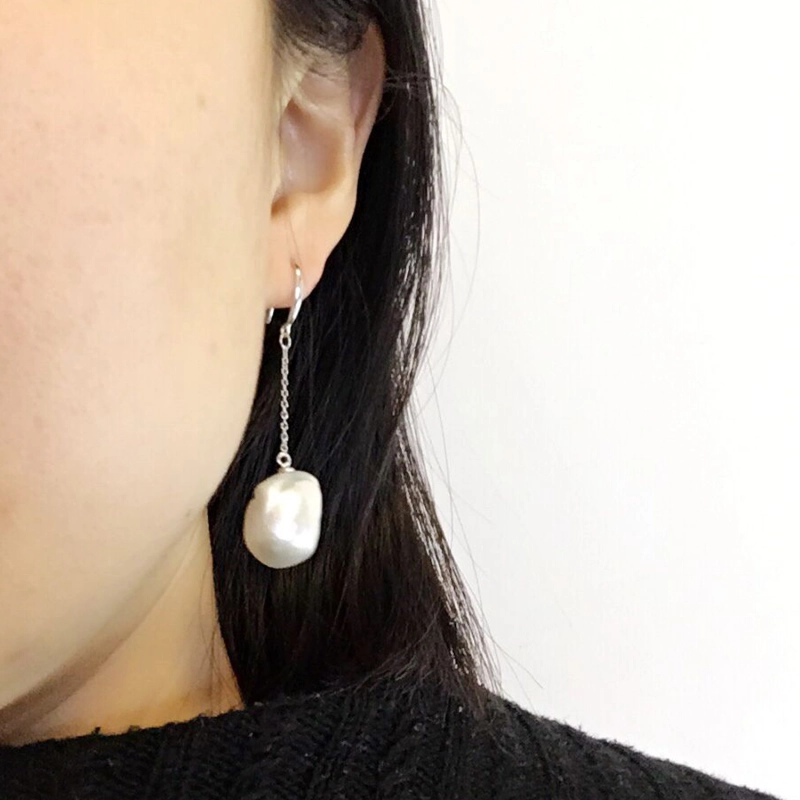 long chain baroque pearl earrings