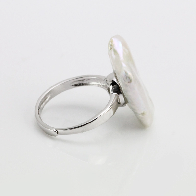 16-17mm White Rectangle Large Pearl Ring Sterling silver