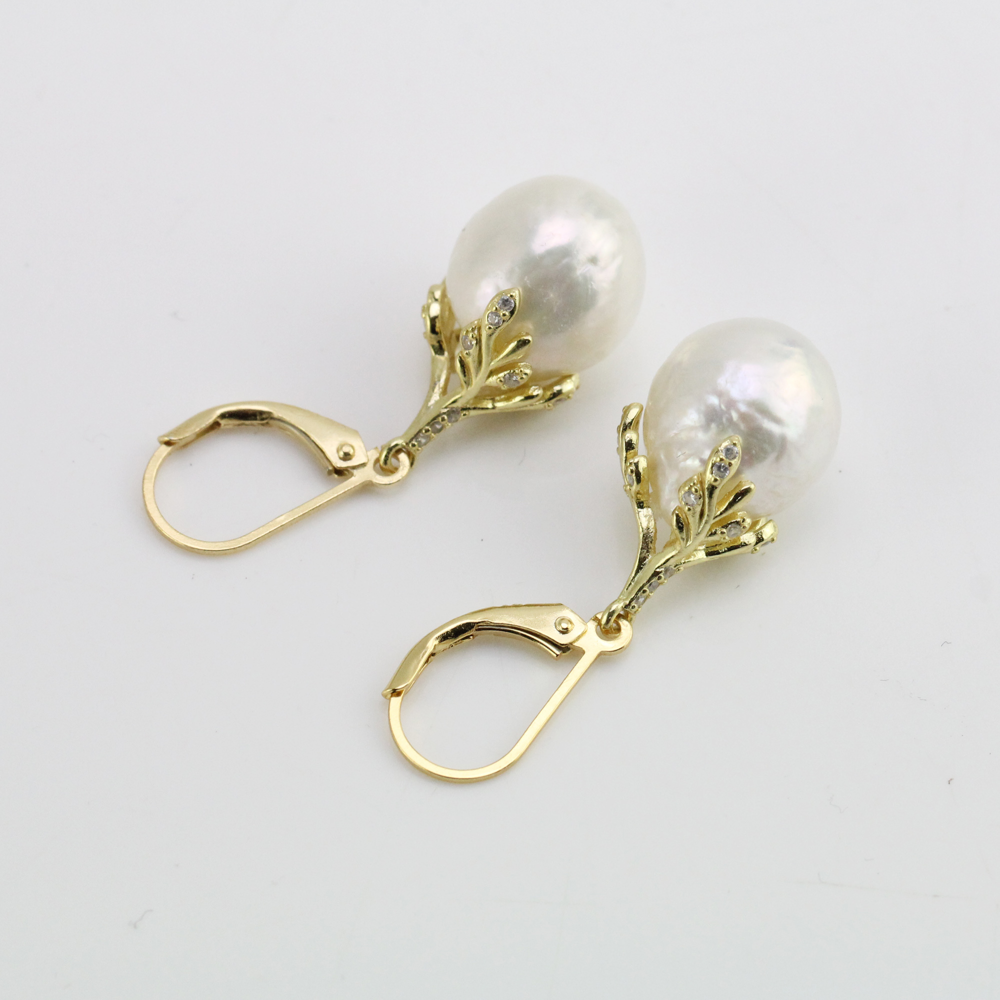 11-12mm White Drop Freshwater Pearl Earrings