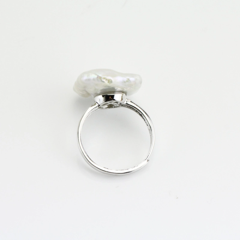 16-17mm White Rectangle Large Pearl Ring Sterling silver