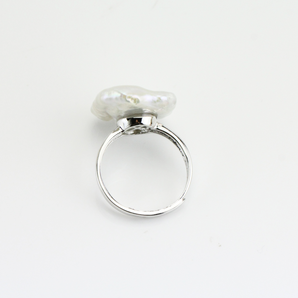 16-17mm White Rectangle Large Pearl Ring Sterling silver