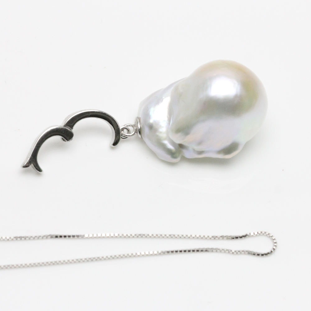 14-16mm Clip On White Freshwater Baroque Pearl Detachable Pendant Necklace