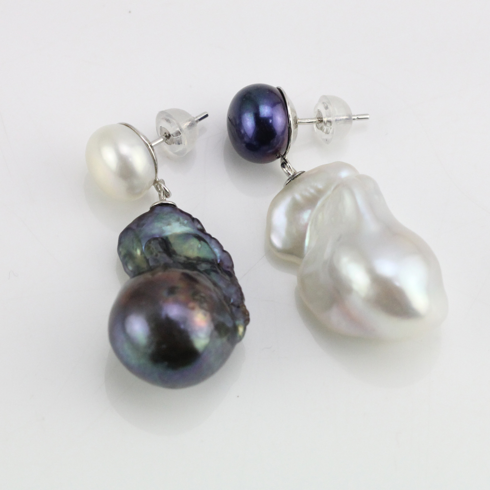 mixed color pearl earrings