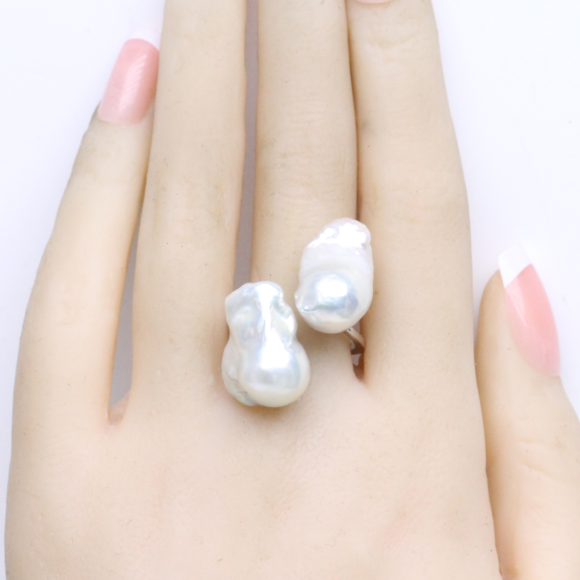 Double Baroque Pearl Ring Sterling silver