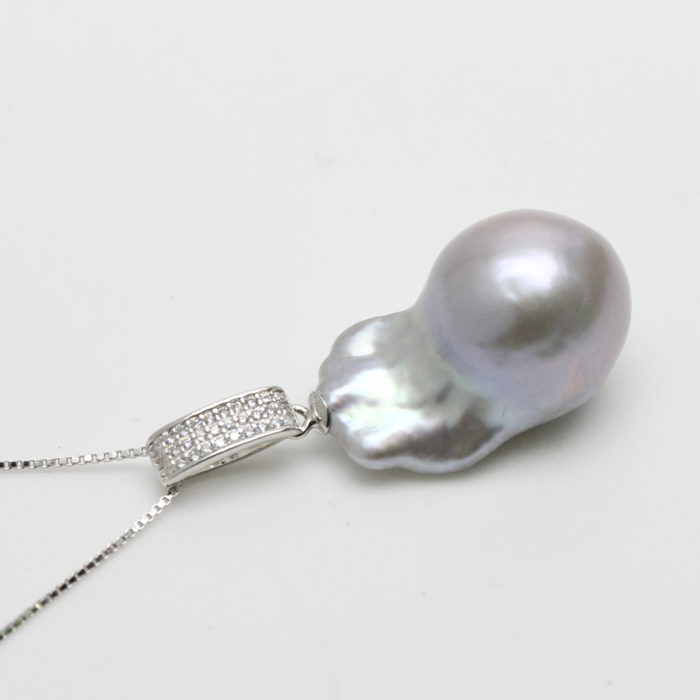 gray baroque pearl pendant