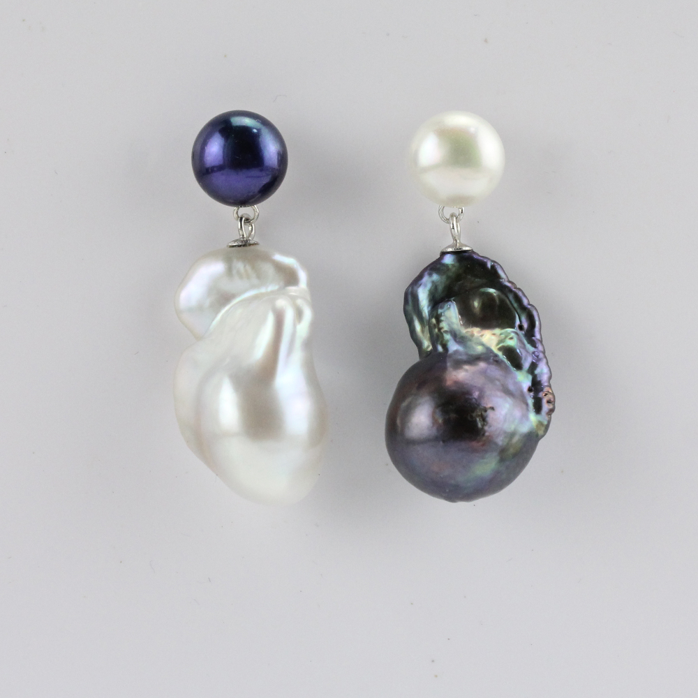 black and white baroque pearl earrings
