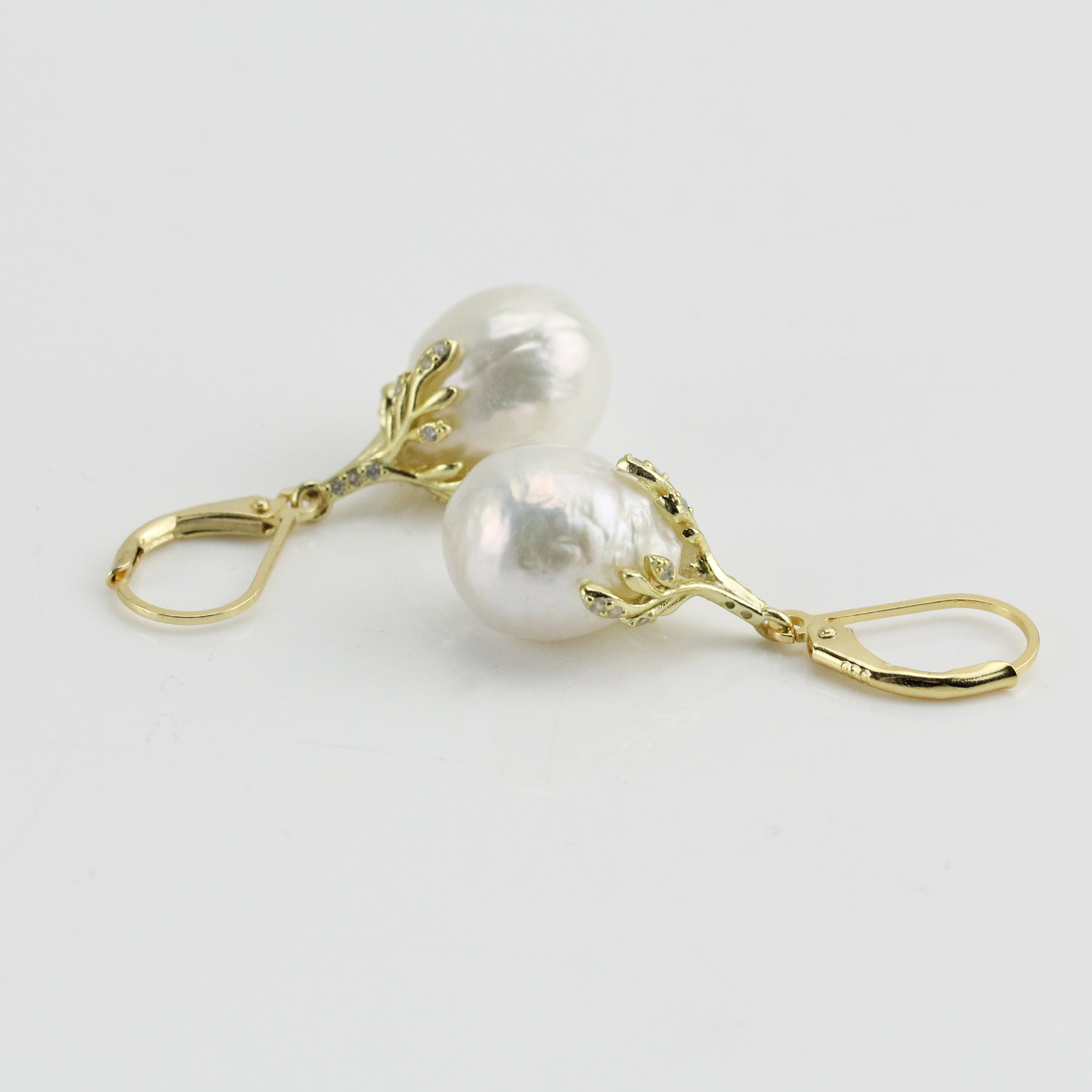 11-12mm White Drop Freshwater Pearl Earrings