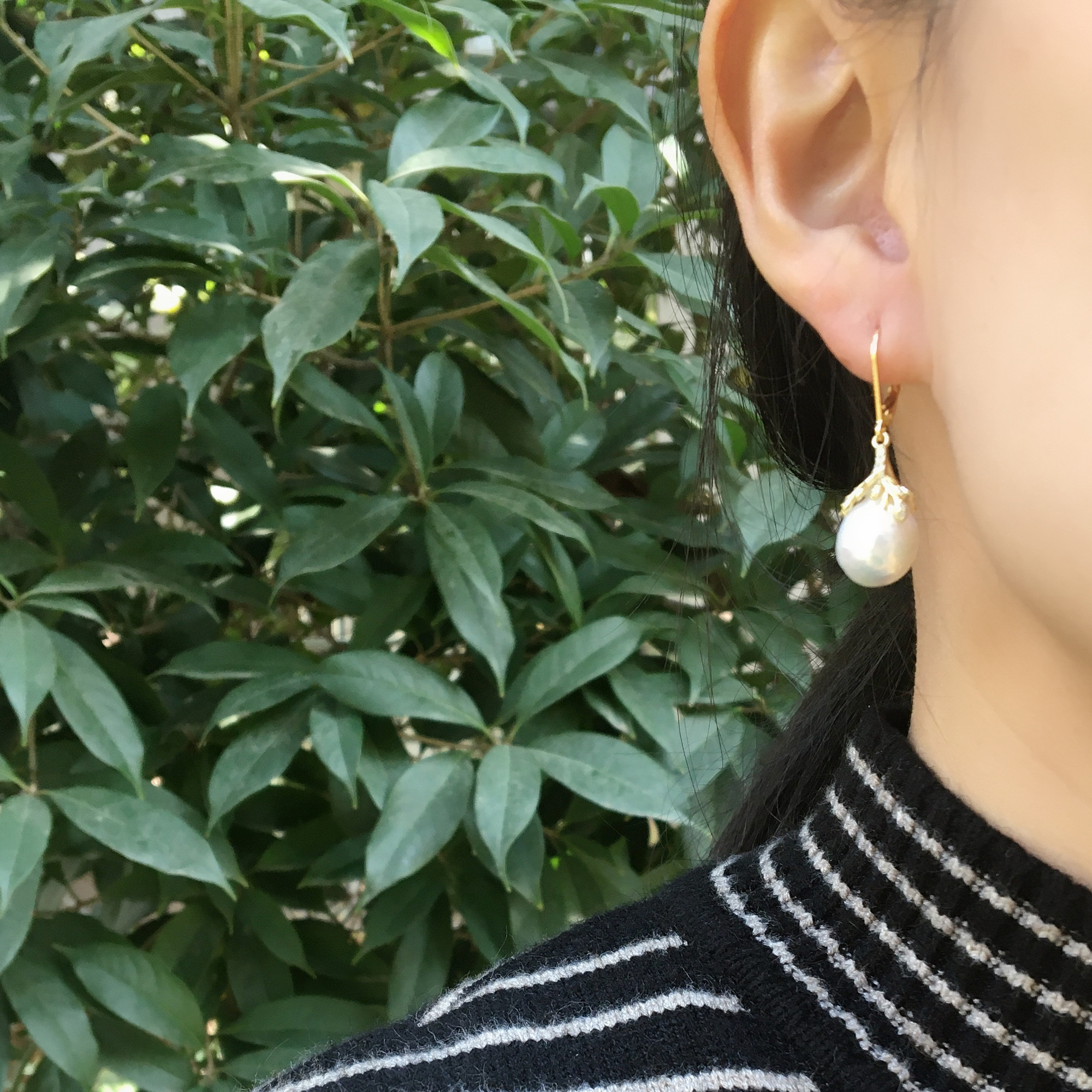 11-12mm White Drop Freshwater Pearl Earrings