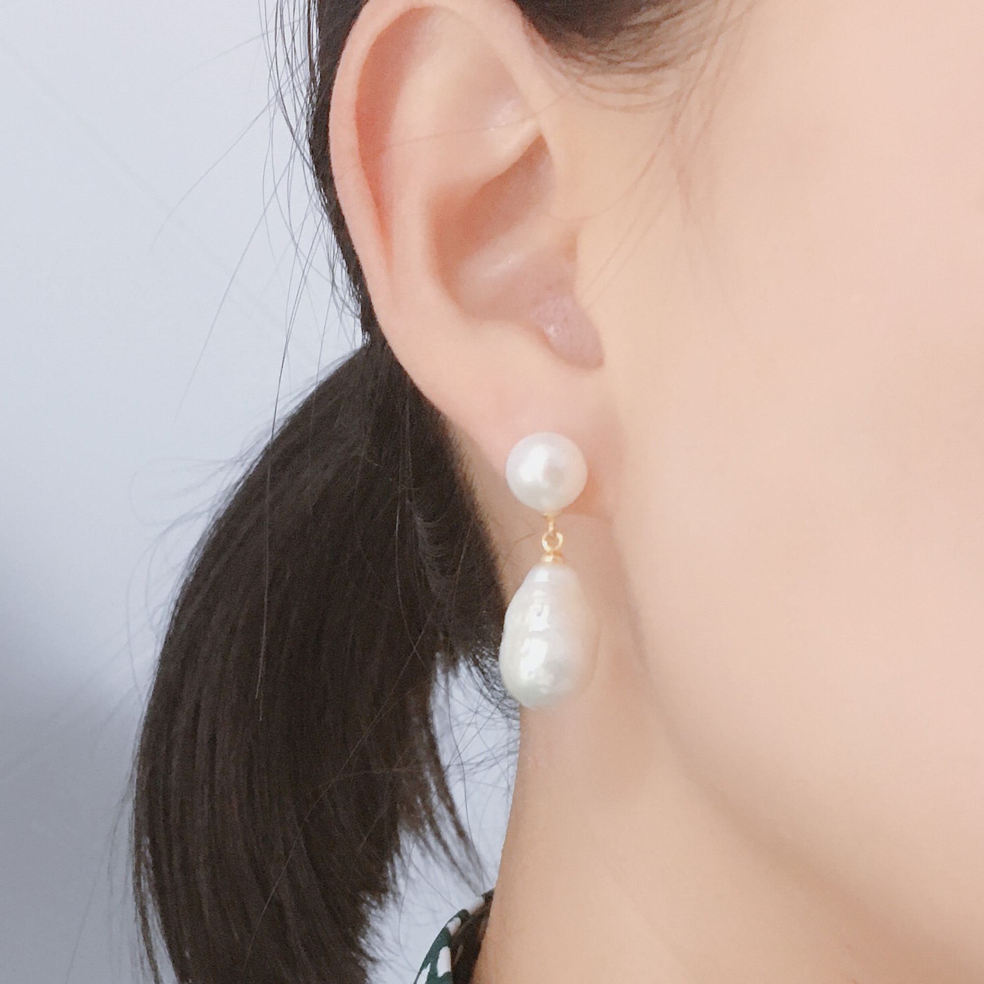 Small and Big Double pearl earrings
