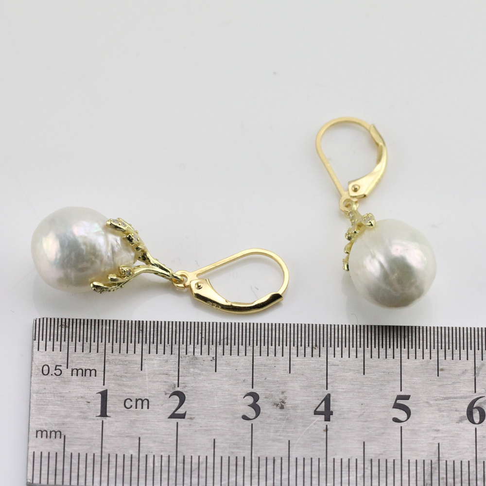 11-12mm White Drop Freshwater Pearl Earrings