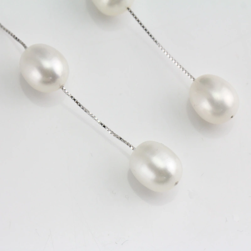 7cm long 3 Pearls Long freshwater pearl  Earrings
