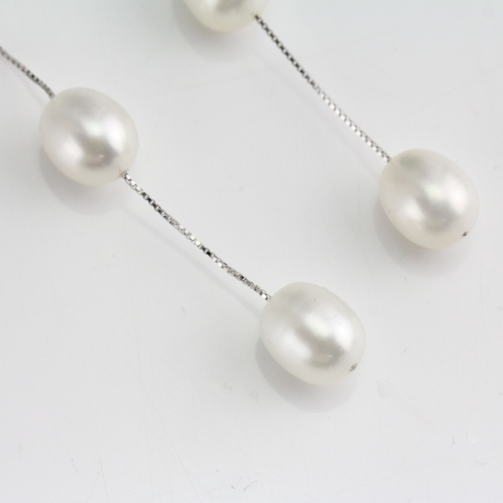 7cm long 3 Pearls Long freshwater pearl  Earrings