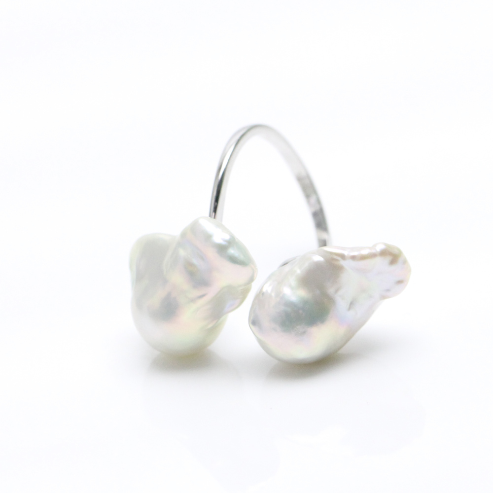 Double Baroque Pearl Ring Sterling silver