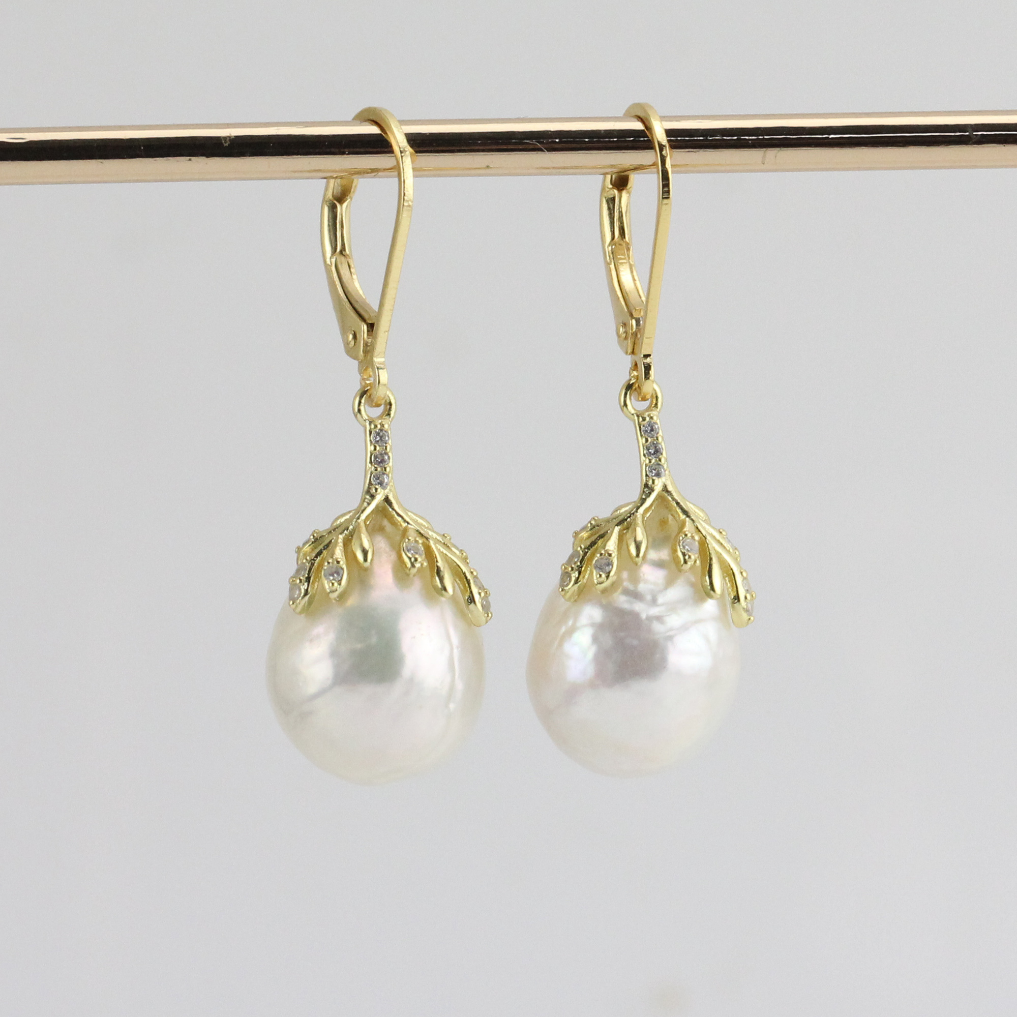 11-12mm White Drop Freshwater Pearl Earrings