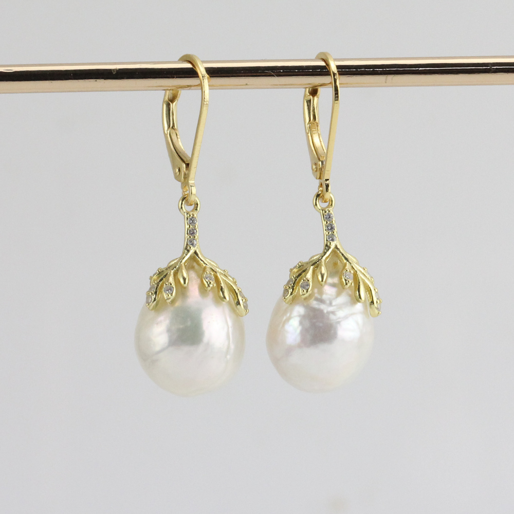 11-12mm White Drop Freshwater Pearl Earrings