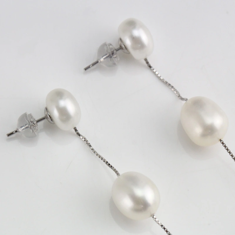 7cm long 3 Pearls Long freshwater pearl  Earrings