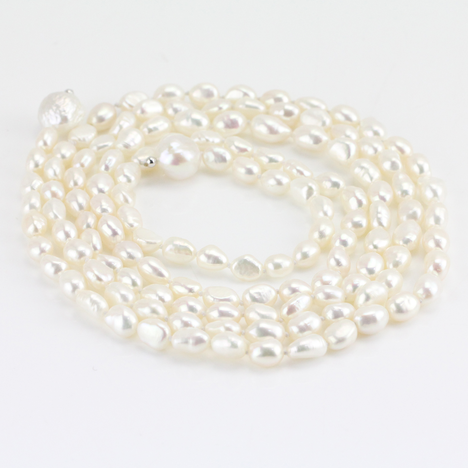 Freshwater Baroque Pearl Long Endless Lariat Necklace